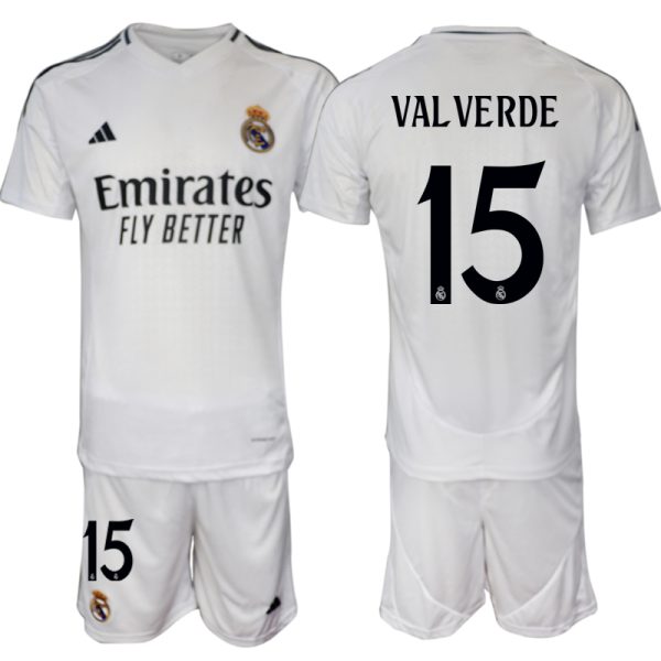 Goedkope Real Madrid Thuis tenue 2024/25 Federico Valverde #15 Korte Mouw (+ Korte broeken) Kopen