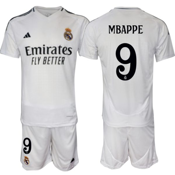 Goedkope Real Madrid Thuis tenue 2024/25 Kylian Mbappe #9 Korte Mouw (+ Korte broeken) Kopen