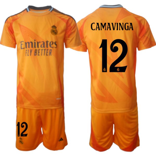 Goedkope Real Madrid Uit tenue 2024/25 Eduardo Camavinga #12 Korte Mouw (+ Korte broeken) Kopen