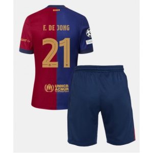 Koop kinder 2024-25 Barcelona Thuis tenue Frenkie de Jong #21 Voetbalshirt en short set