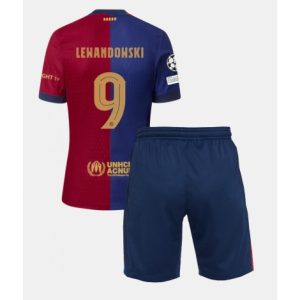 Koop kinder 2024-25 Barcelona Thuis tenue Robert Lewandowski #9 Voetbalshirt en short set