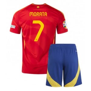 Kopen EK 2024 Kinder Spanje Alvaro Morata #7 Thuis tenue Korte Mouw (+ Korte broeken) Patch