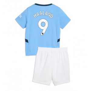 Nieuwe Kinder 2024-25 Manchester City Thuis tenue Erling Haaland #9 Korte Mouw (+ Korte broeken) Kopen