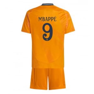 Nieuwe Kinder 2024-25 Real Madrid Uit tenue Kylian Mbappe #9 Korte Mouw (+ Korte broeken) Kopen